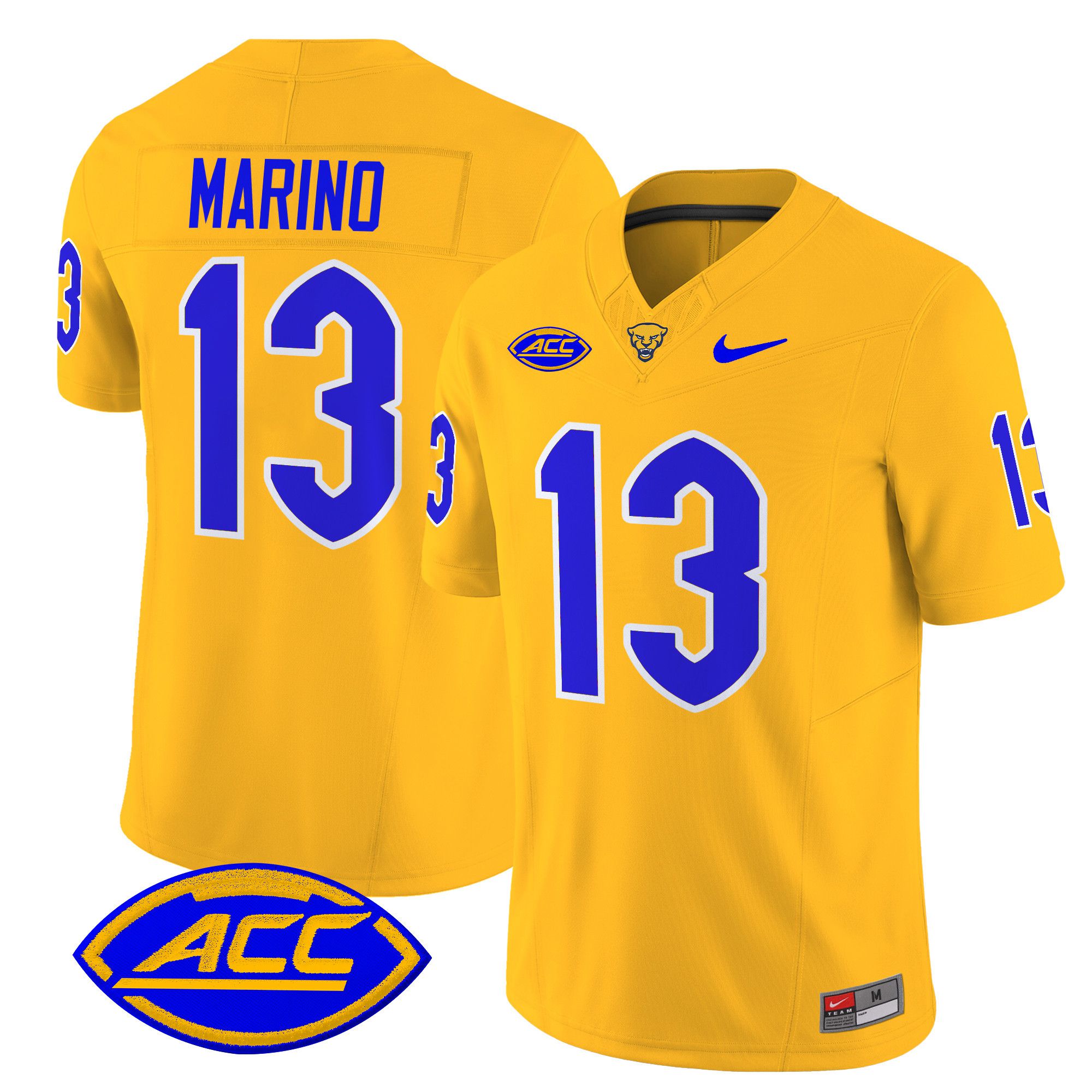 Men Pittsburgh Panthers #13 Marino Yellow Nike 2024 Vapor Limited NCAA Jersey